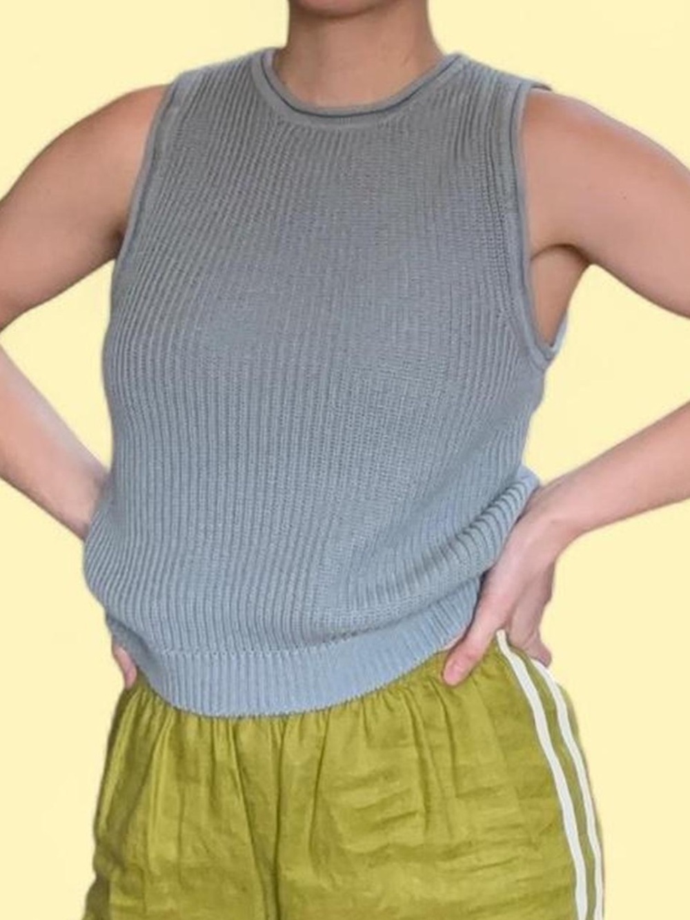 Known supply bluish sagey green high neck knit organic cotton tank size medium - Picture 6 of 7